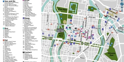 Hiroshima látnivalók térkép
